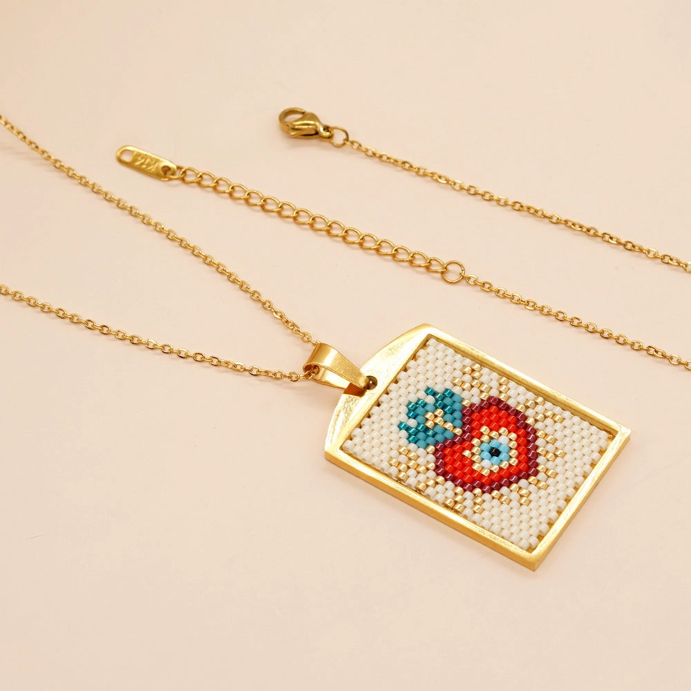 Wholesale Palm Eye Heart Stainless Steel Necklace