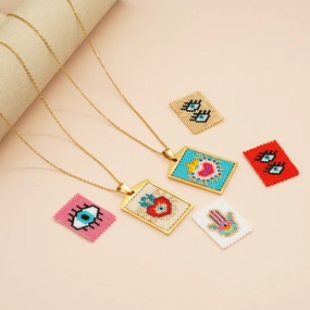 Wholesale Palm Eye Heart Stainless Steel Necklace
