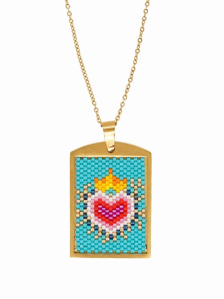 Wholesale Palm Eye Heart Stainless Steel Necklace