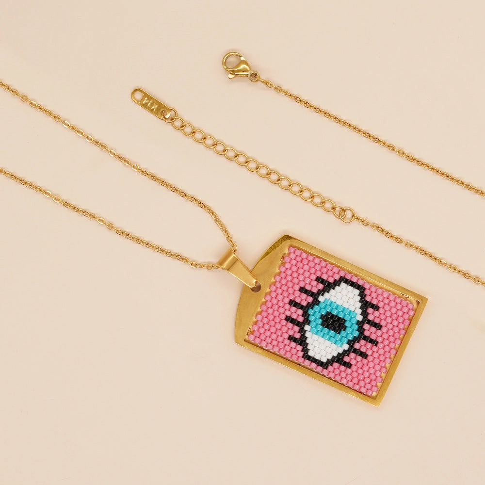 Wholesale Palm Eye Heart Stainless Steel Necklace