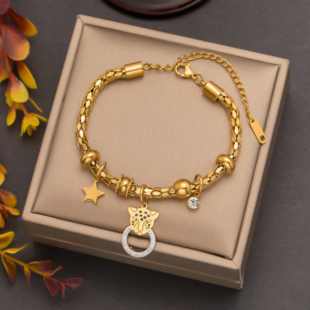 Wholesale Palm Eyes Flower Thick Titanium Steel Bracelet