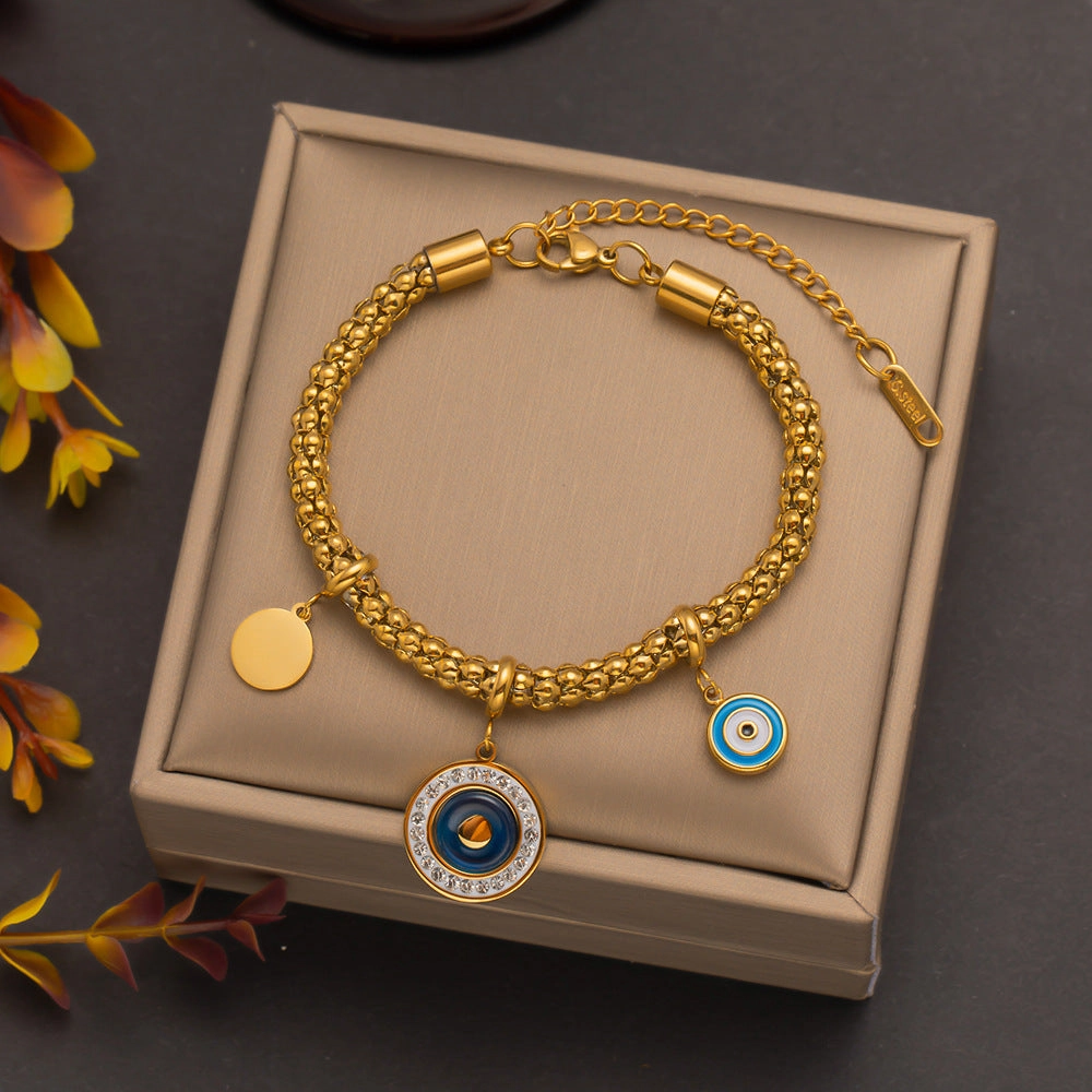 Wholesale Palm Eyes Flower Thick Titanium Steel Bracelet