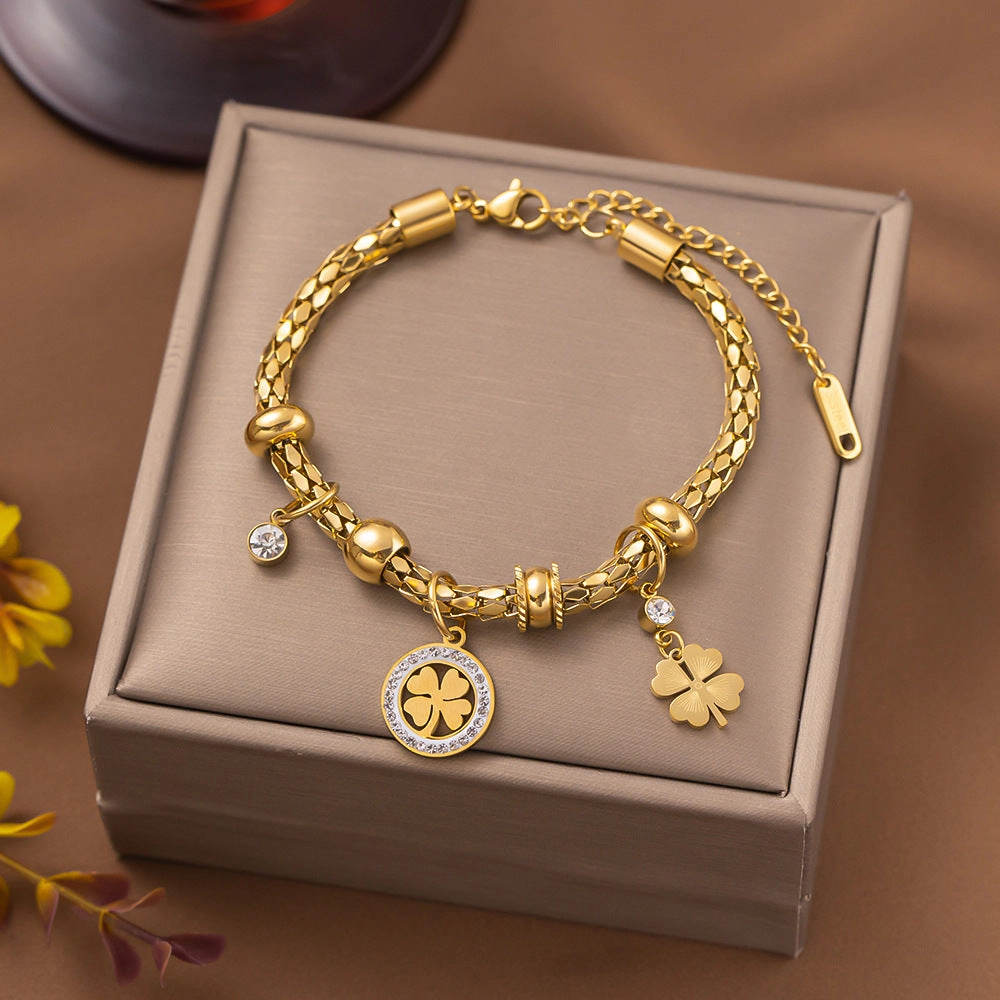 Wholesale Palm Eyes Flower Thick Titanium Steel Bracelet