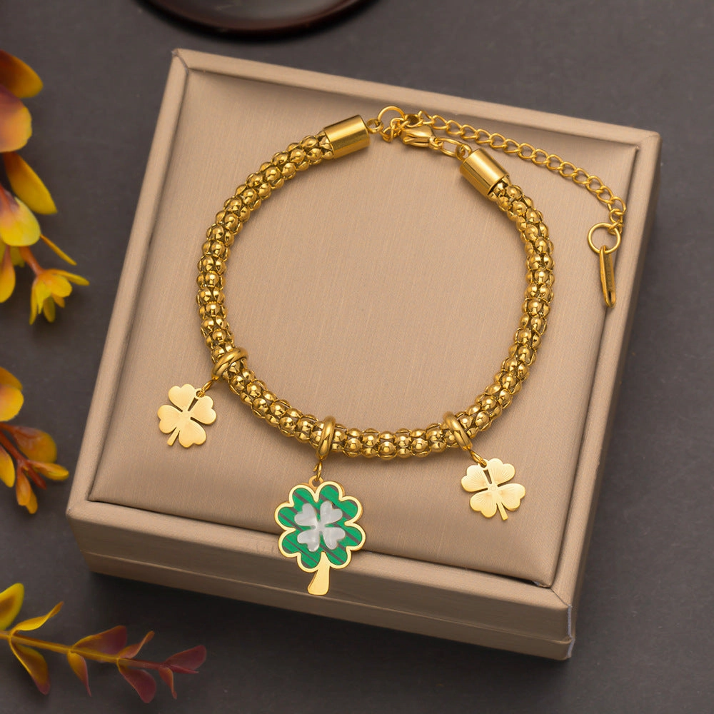 Wholesale Palm Eyes Flower Thick Titanium Steel Bracelet