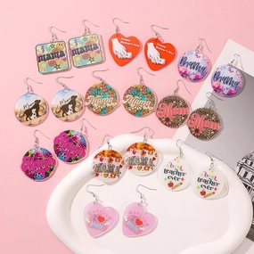 Wholesale Pastoral color letter MAMA acrylic earrings