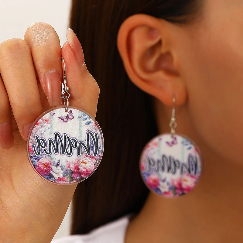 Wholesale Pastoral color letter MAMA acrylic earrings