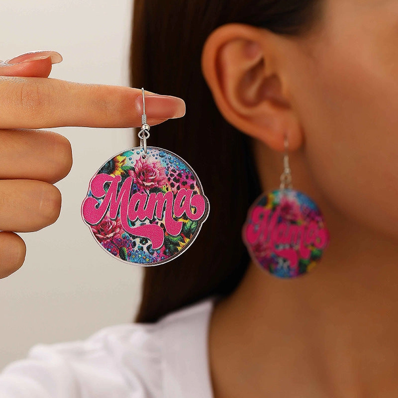 Wholesale Pastoral color letter MAMA acrylic earrings
