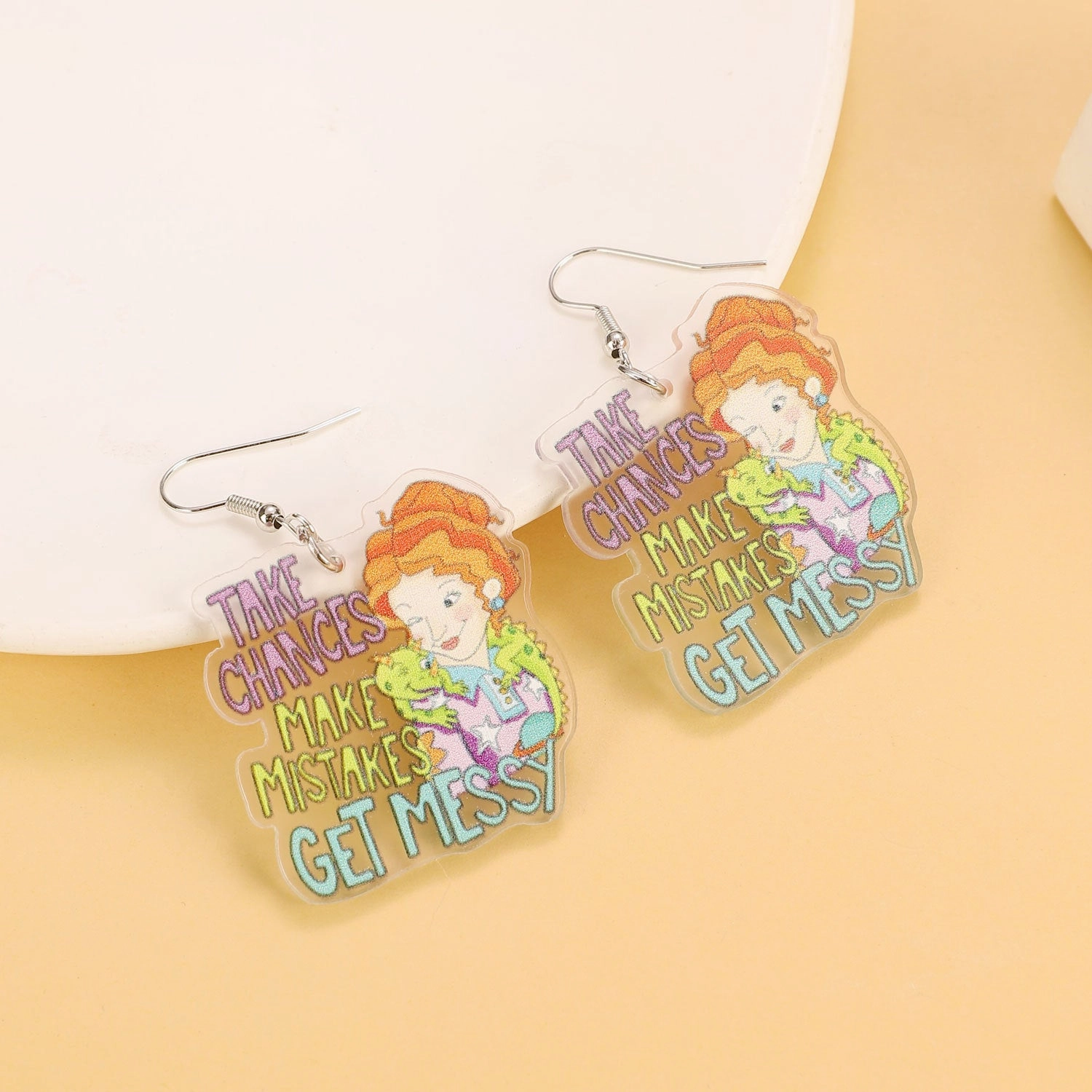 Wholesale Pastoral color letter MAMA acrylic earrings