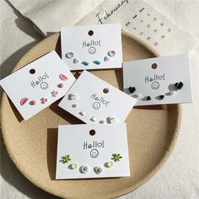 Wholesale Paw Heart Ear Studs Set Alloy Earrings