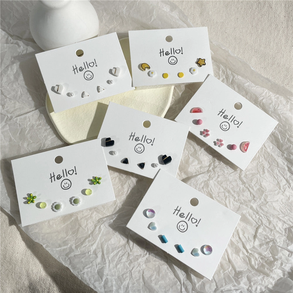 Wholesale Paw Heart Ear Studs Set Alloy Earrings