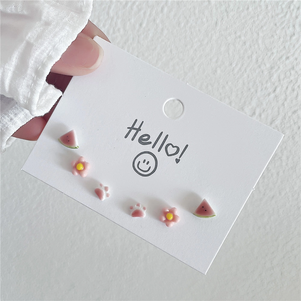 Wholesale Paw Heart Ear Studs Set Alloy Earrings