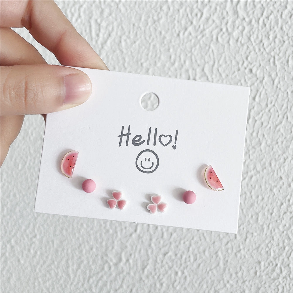 Wholesale Paw Heart Ear Studs Set Alloy Earrings