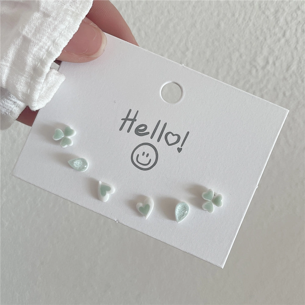 Wholesale Paw Heart Ear Studs Set Alloy Earrings