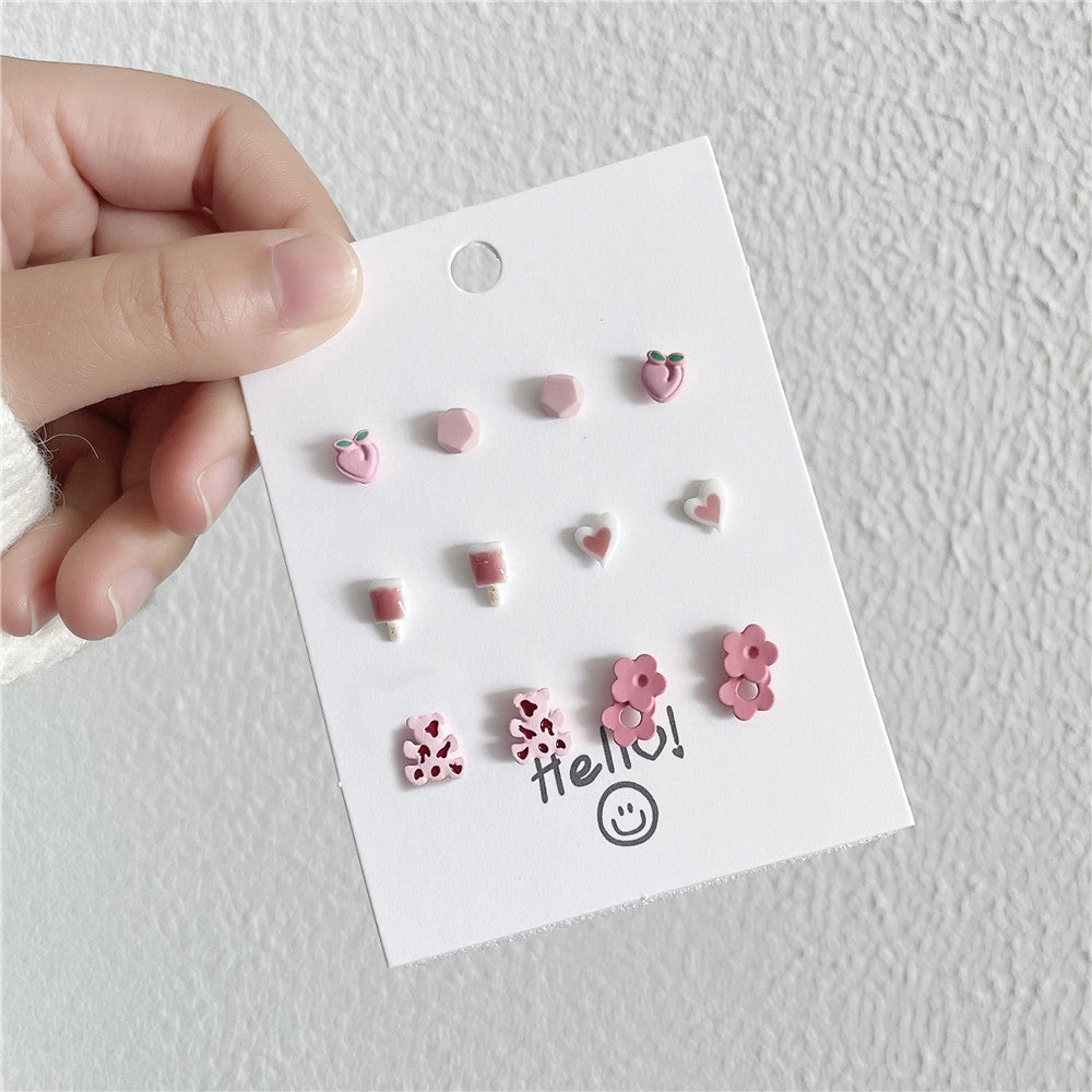 Wholesale Paw Heart Ear Studs Set Alloy Earrings
