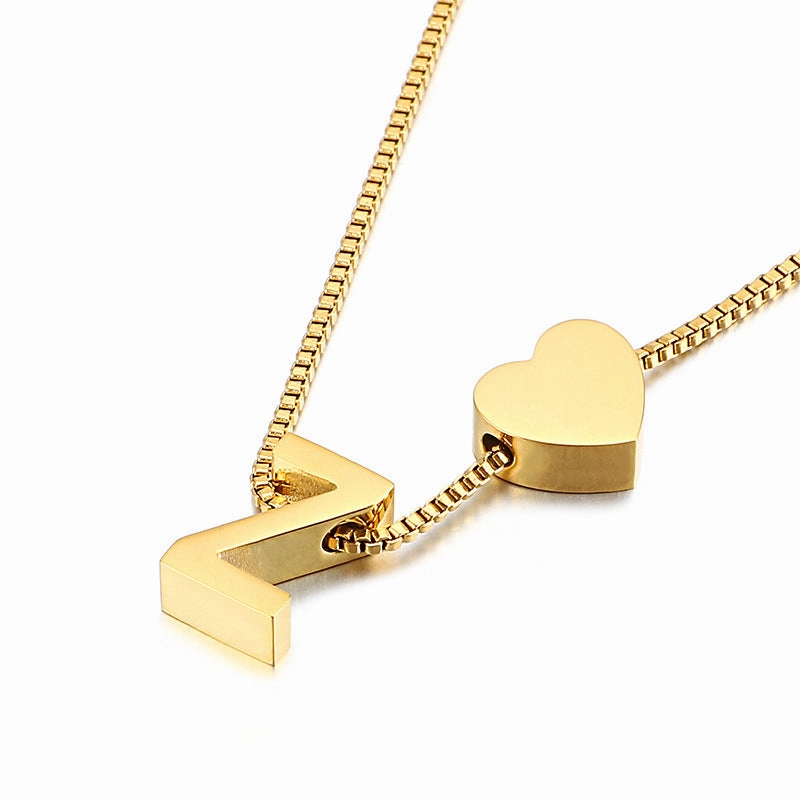 Wholesale Peach Heart 26 Letters Gold Plated Necklaces