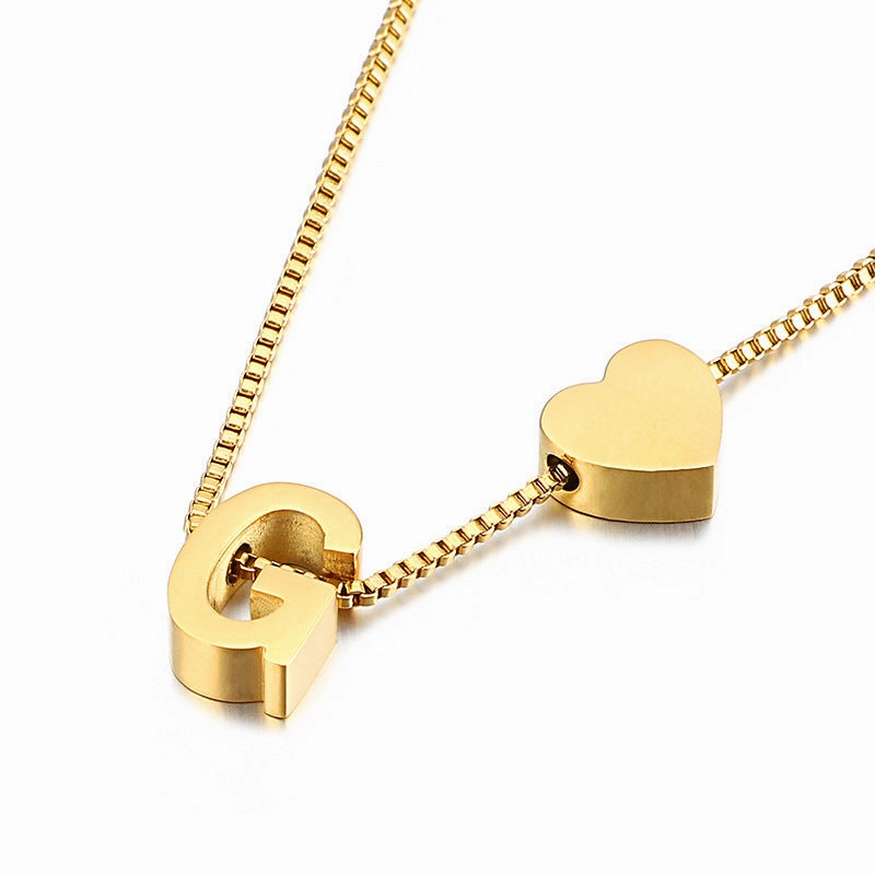 Wholesale Peach Heart 26 Letters Gold Plated Necklaces