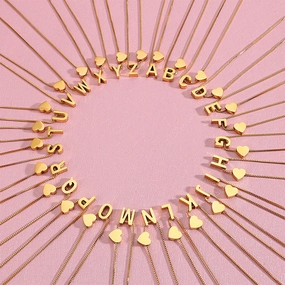 Wholesale Peach Heart 26 Letters Gold Plated Necklaces