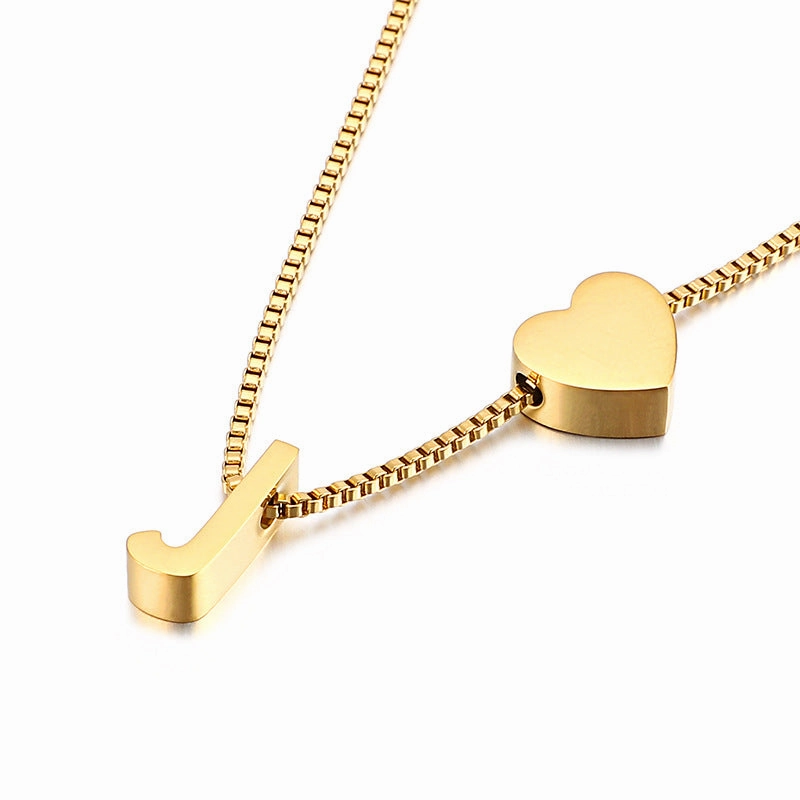 Wholesale Peach Heart 26 Letters Gold Plated Necklaces