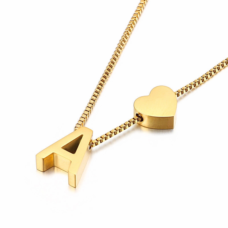 Wholesale Peach Heart 26 Letters Gold Plated Necklaces