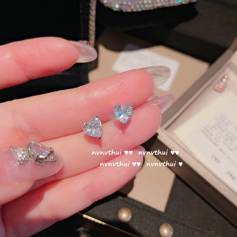 Wholesale Peach Heart Gemstone Earrings 18K Earrings Zircon Plated