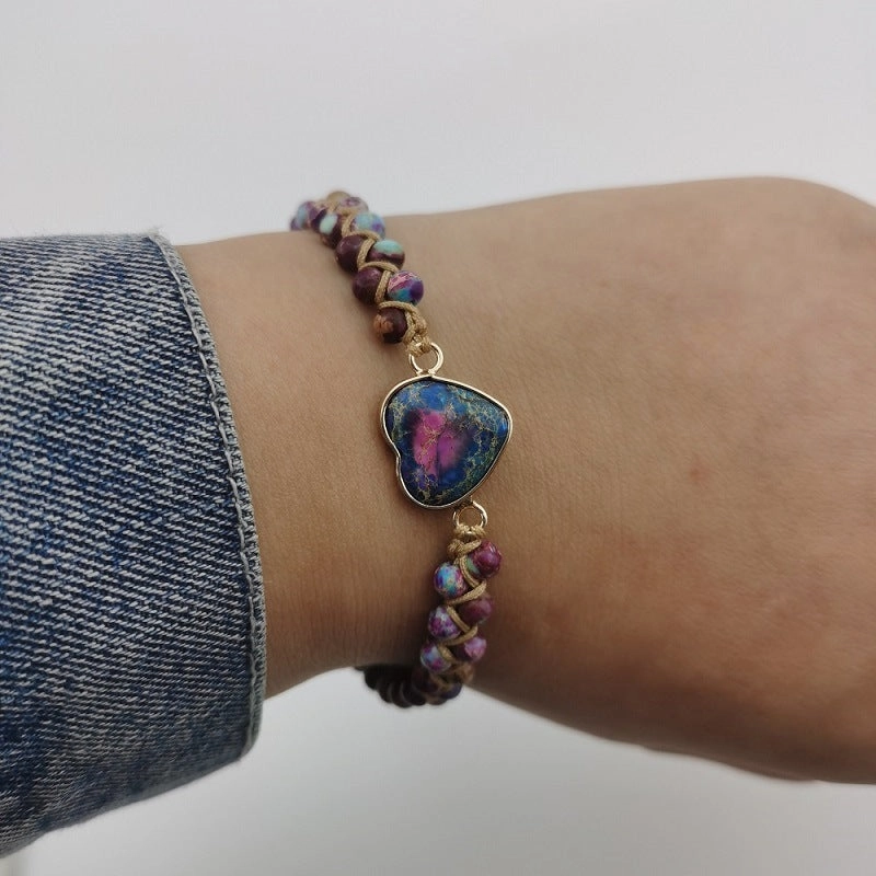 Wholesale Peach Heart Love Woven Bracelet
