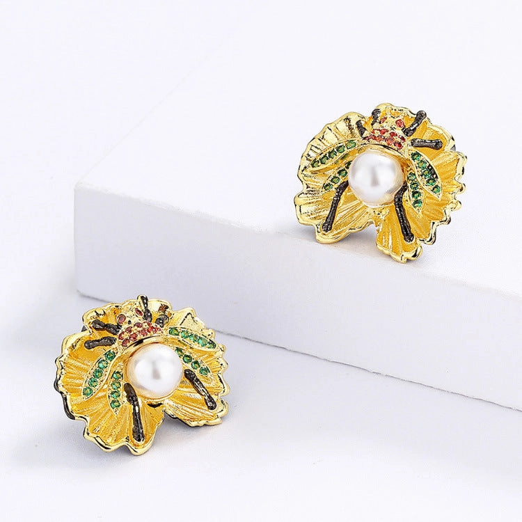 Wholesale Pearl 18K Gold Plated Clover Copper Ring Set