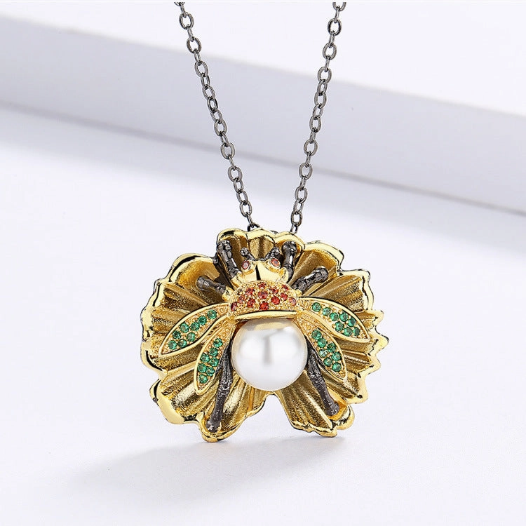 Wholesale Pearl 18K Gold Plated Clover Copper Ring Set