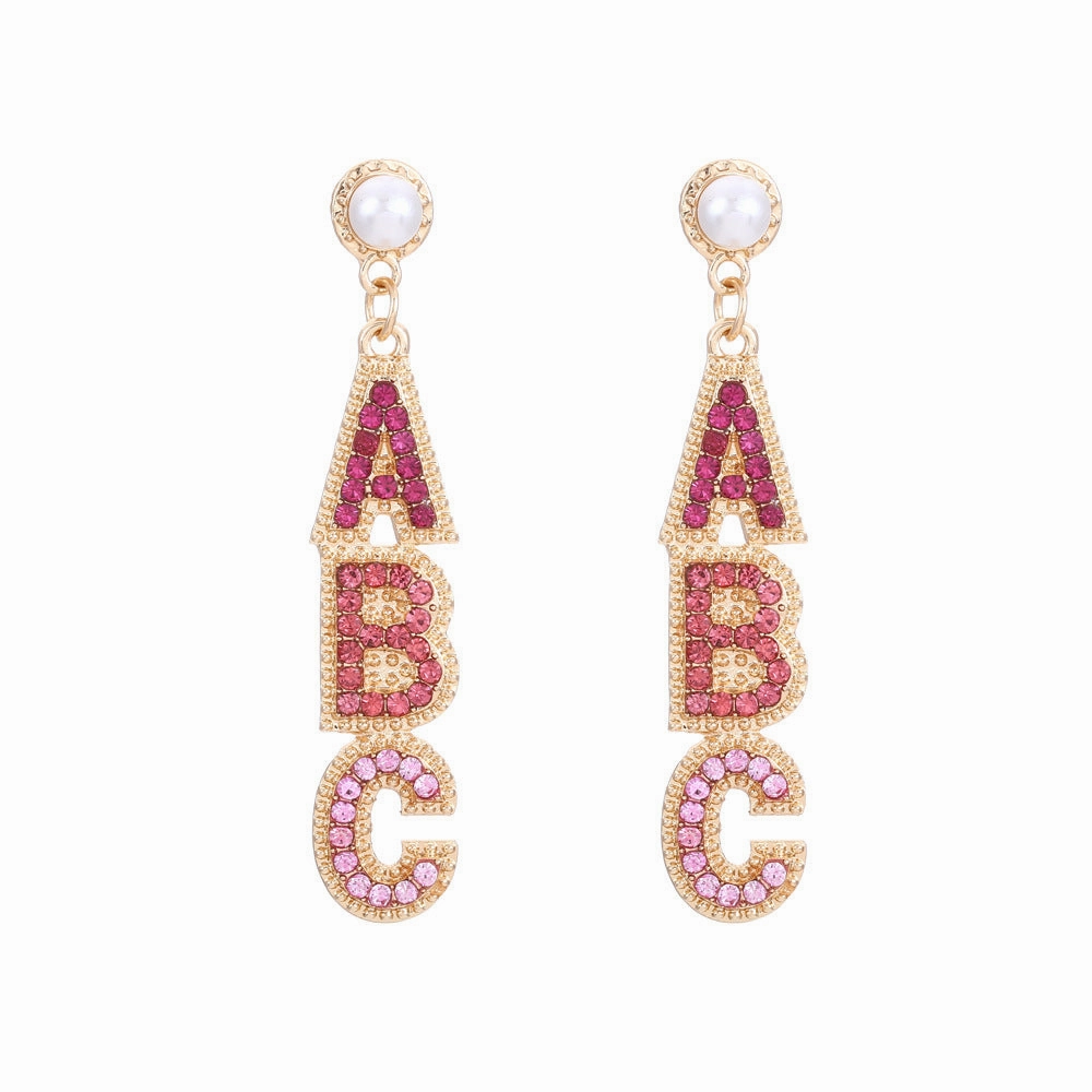 Wholesale Pearl ABC Letter Alloy Earrings