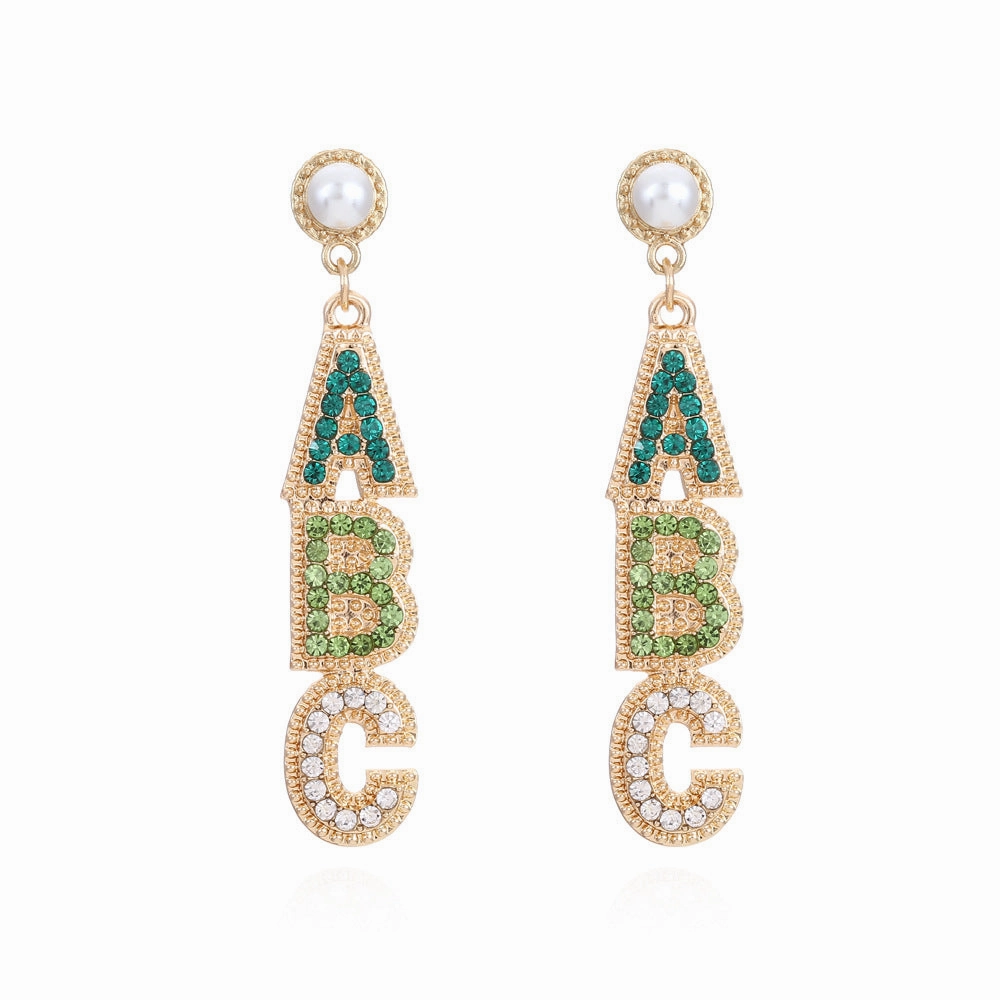 Wholesale Pearl ABC Letter Alloy Earrings