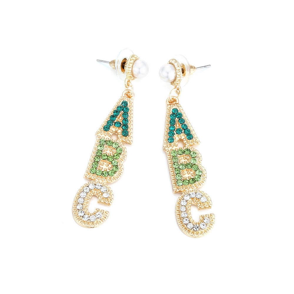 Wholesale Pearl ABC Letter Alloy Earrings