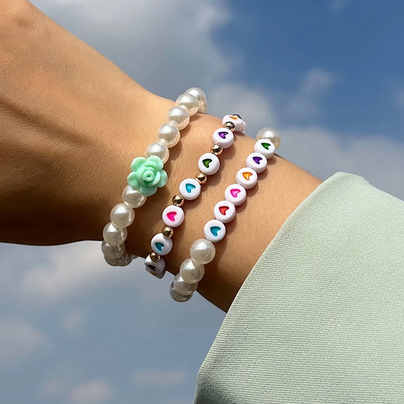 Wholesale Pearl Bohemian Rose Alloy Bracelet