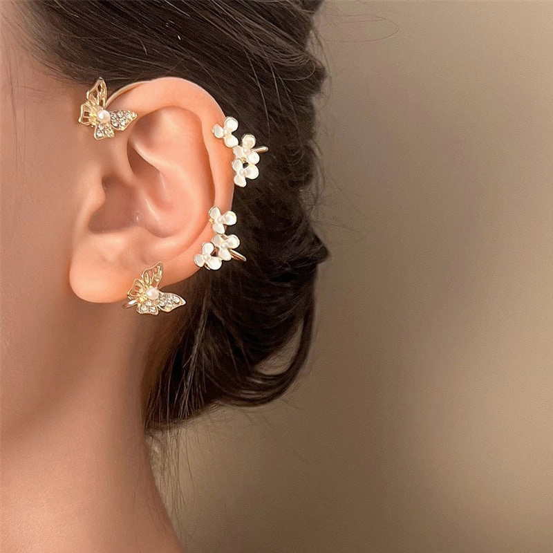 Wholesale Pearl Butterfly Ear Clip No Pierced Alloy Earrings