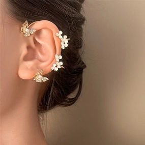 Wholesale Pearl Butterfly Ear Clip No Pierced Alloy Earrings