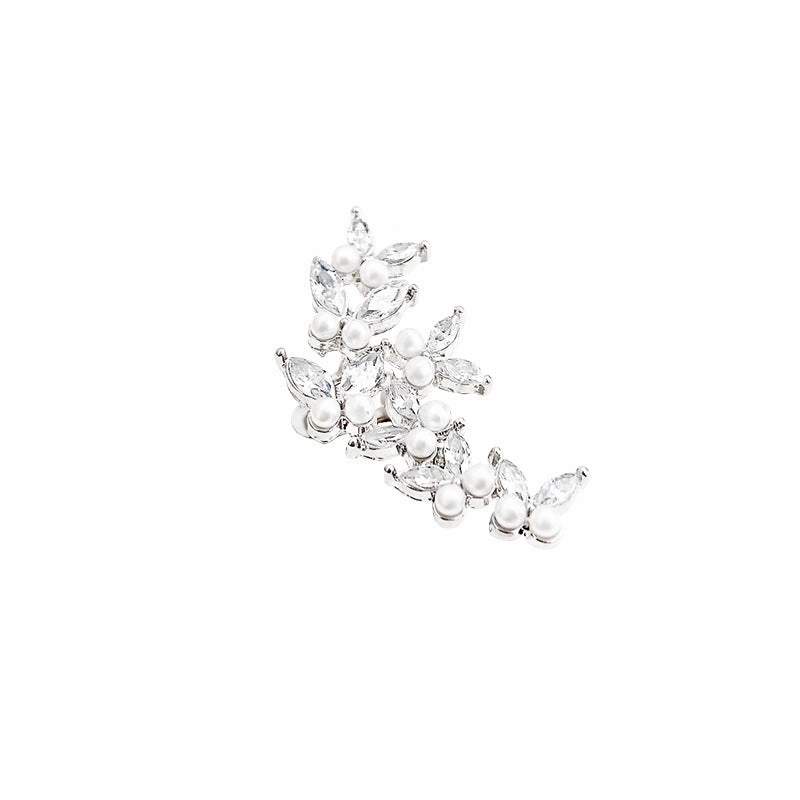 Wholesale Pearl Butterfly Full Diamond No Pierced Alloy Earrings