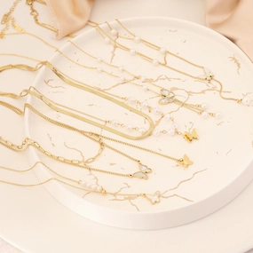 Wholesale Pearl Butterfly Stainless Steel Multilayer Necklace