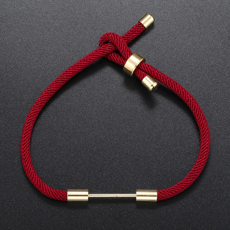 Wholesale Pearl Button Jewelry DIY Braided Hand Rope Semi-finished Red Rope Bracelet