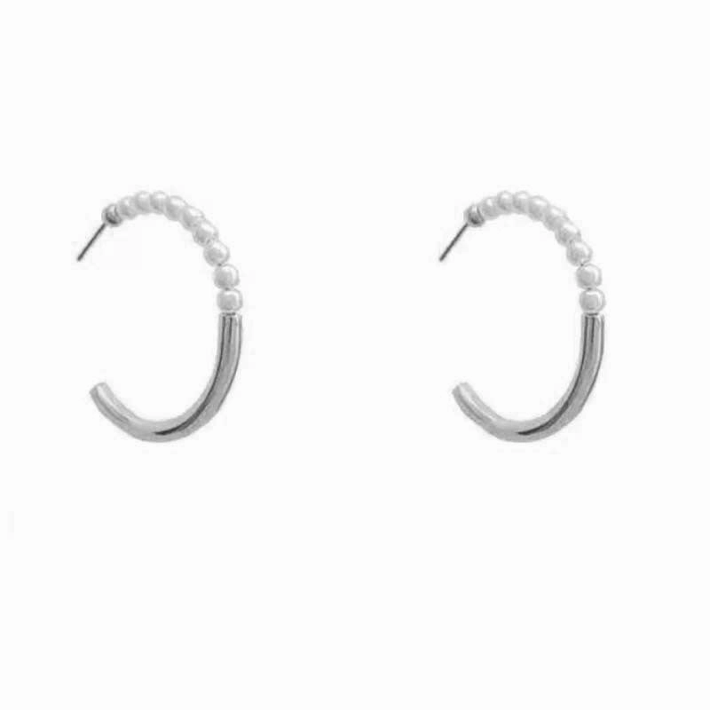 Wholesale Pearl C Shape Copper Earrings