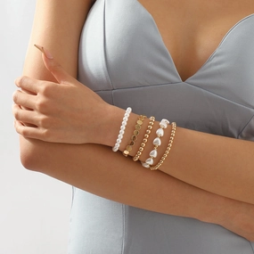 Wholesale Pearl CCB Beaded Multilayer Bracelet