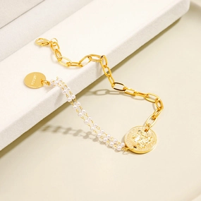 Wholesale Pearl Chain Splicing Titanium Steel Bracelet