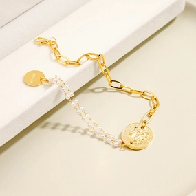 Wholesale Pearl Chain Splicing Titanium Steel Bracelet