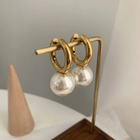 Wholesale Pearl Circle Alloy Earrings