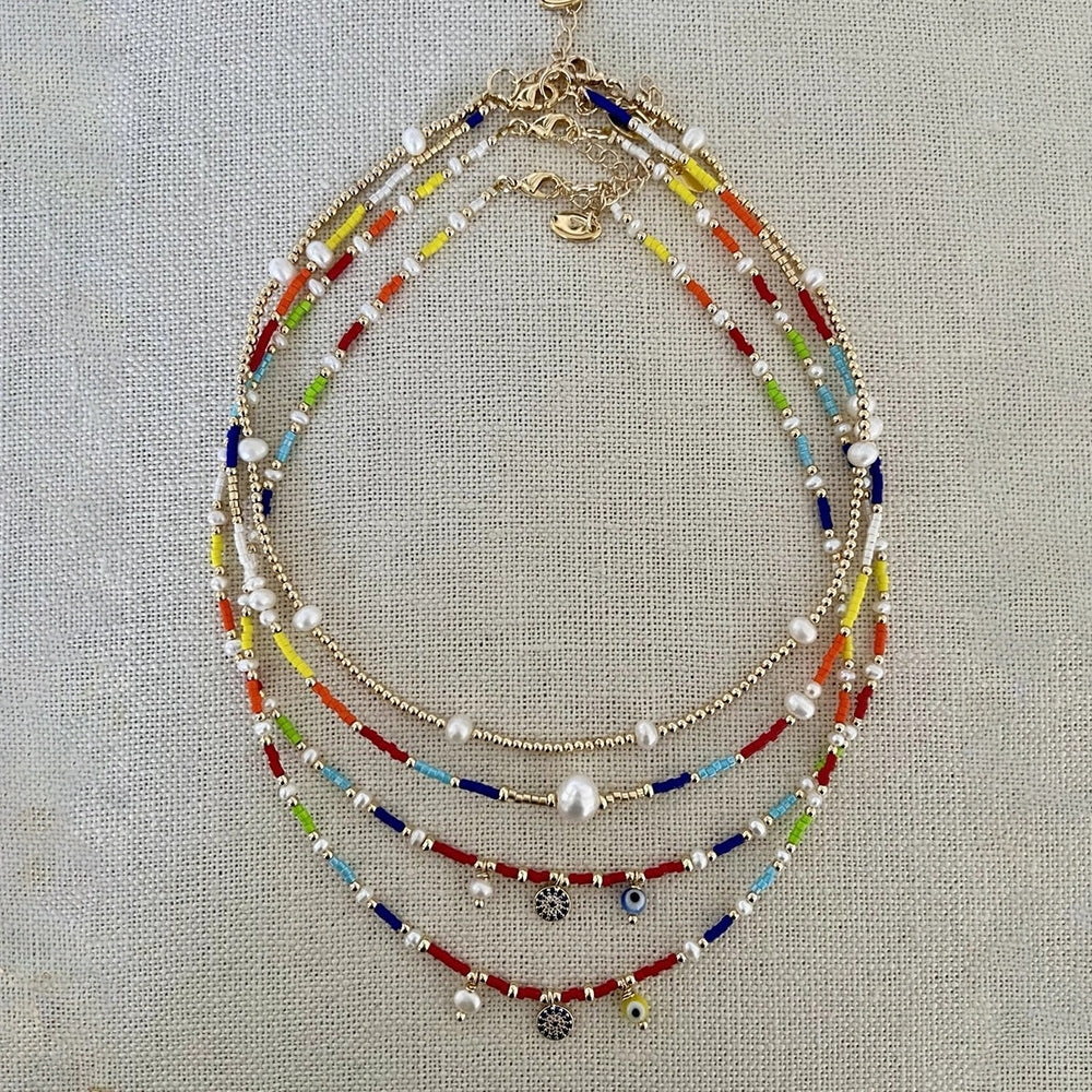 Wholesale Pearl Diamond Evil Eye Pendant Necklace