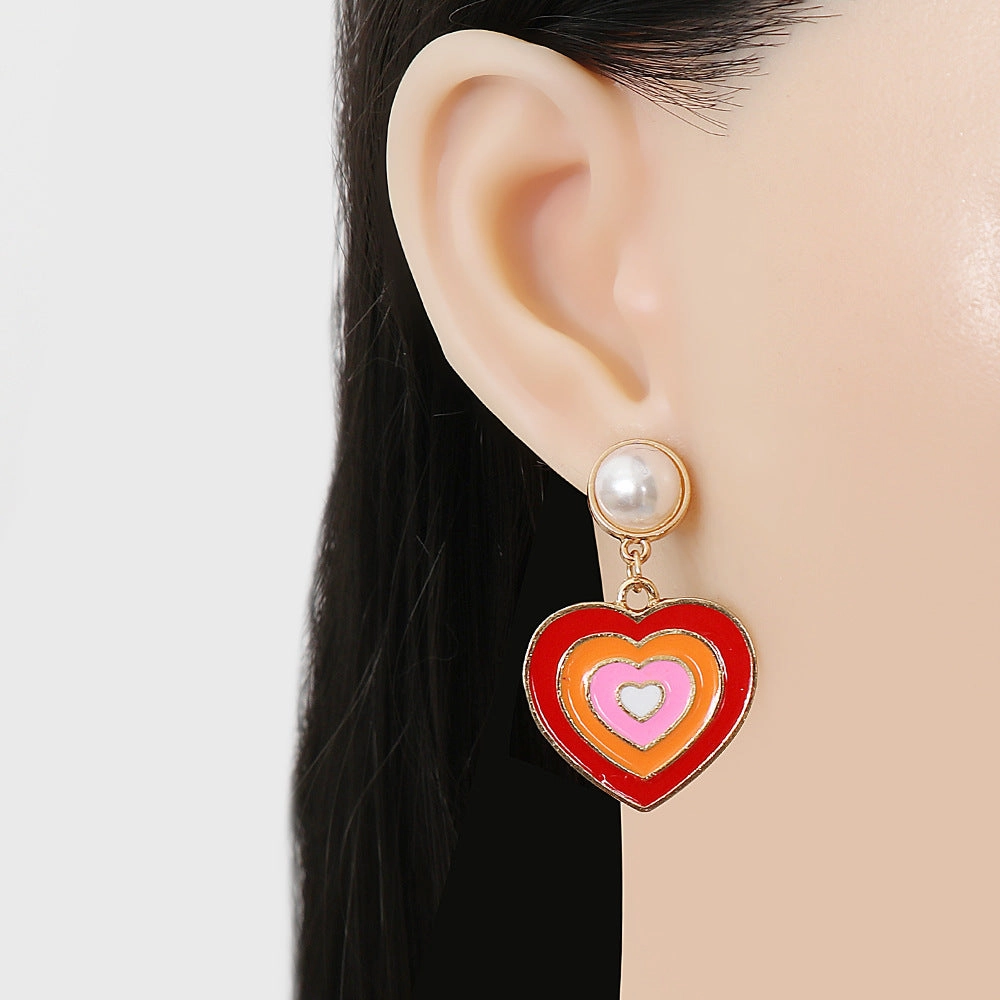 Wholesale Pearl Drip Love Love Alloy Earrings