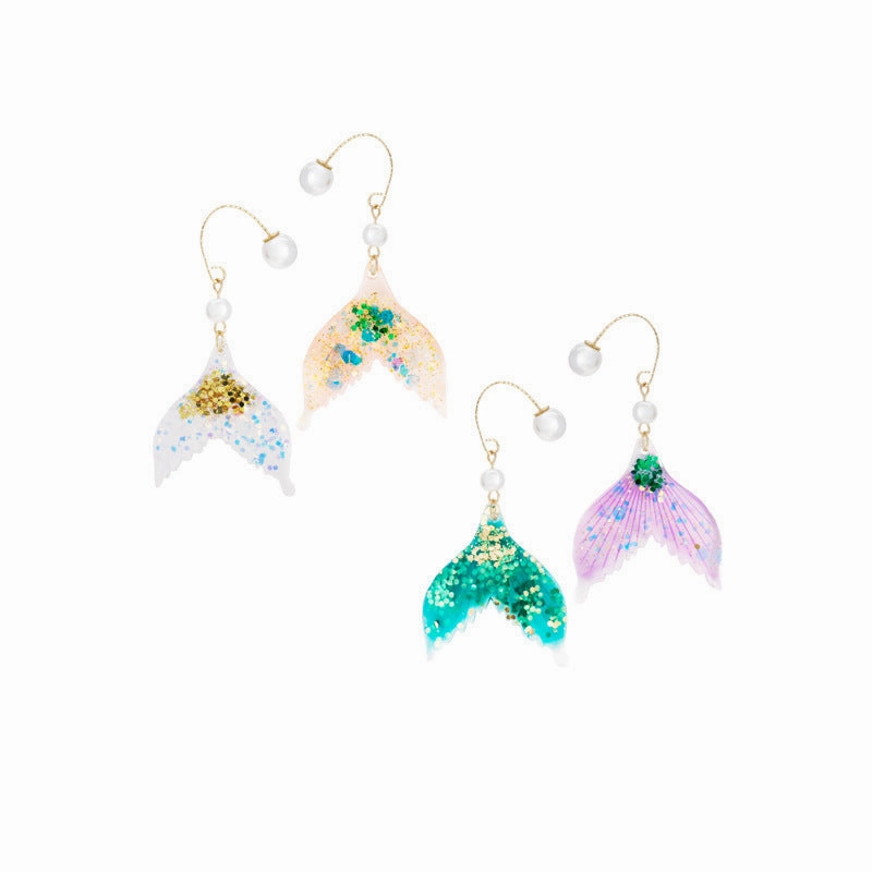 Wholesale Pearl Earrings Colorful Sequin Fishtail Alloy Earrings