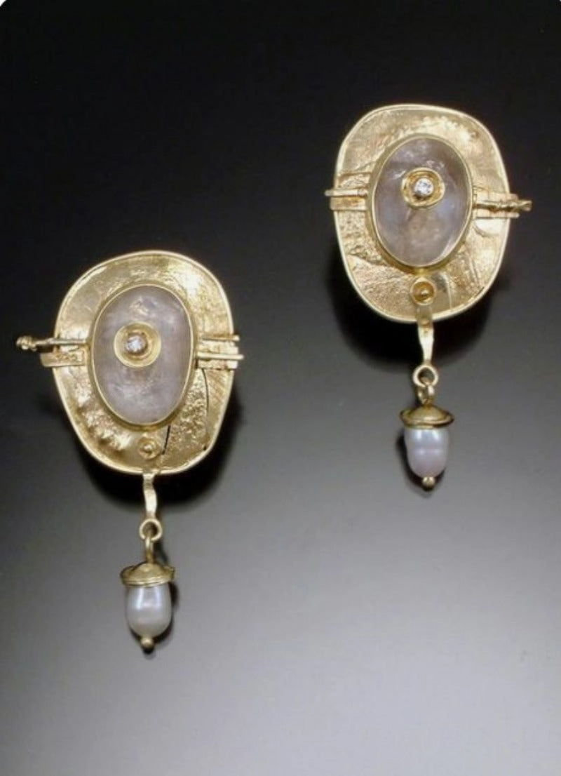 Wholesale Pearl Earrings Creative Gold Plated Enamel Set Diamond Earrings