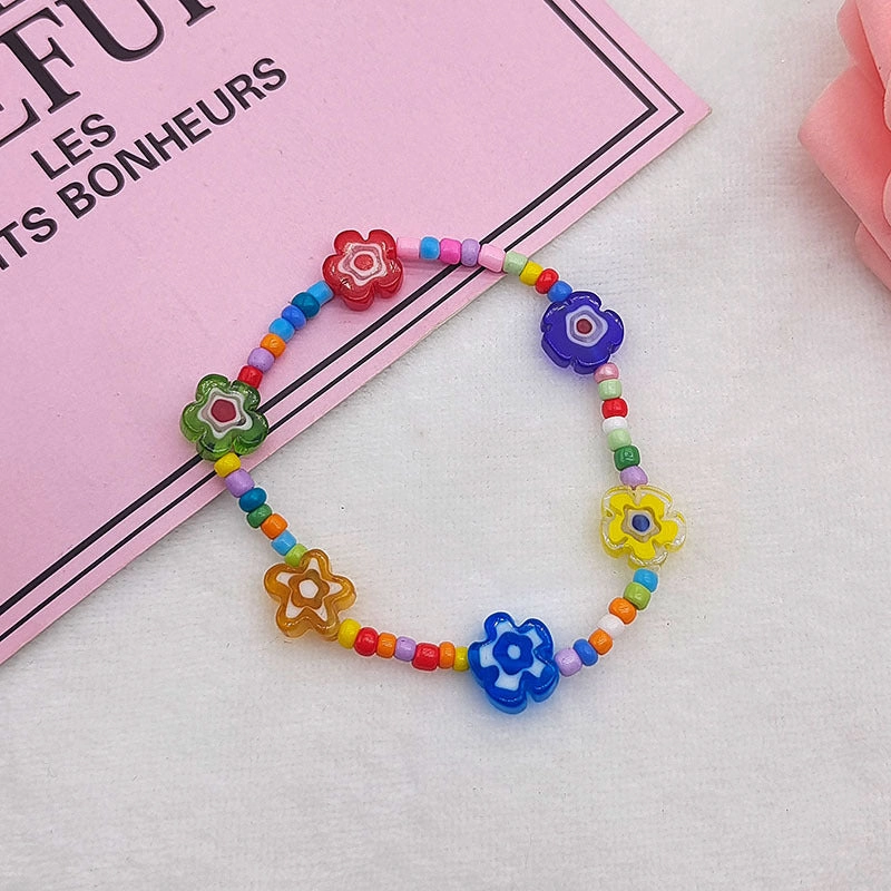 Wholesale Pearl Flower String Beads Glass Bracelet