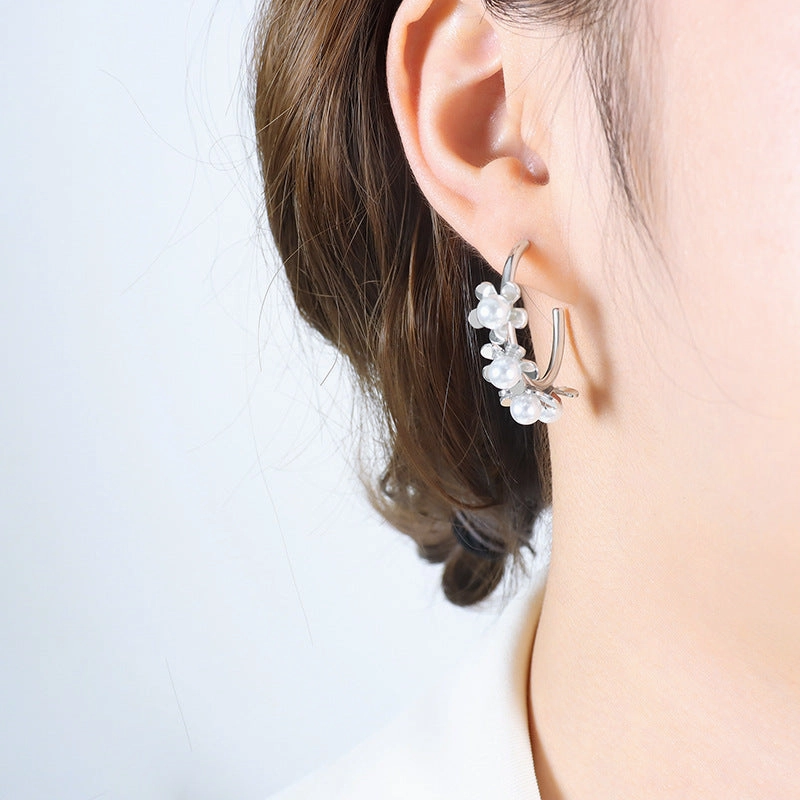 Wholesale Pearl Flowers Gold Plated Earring