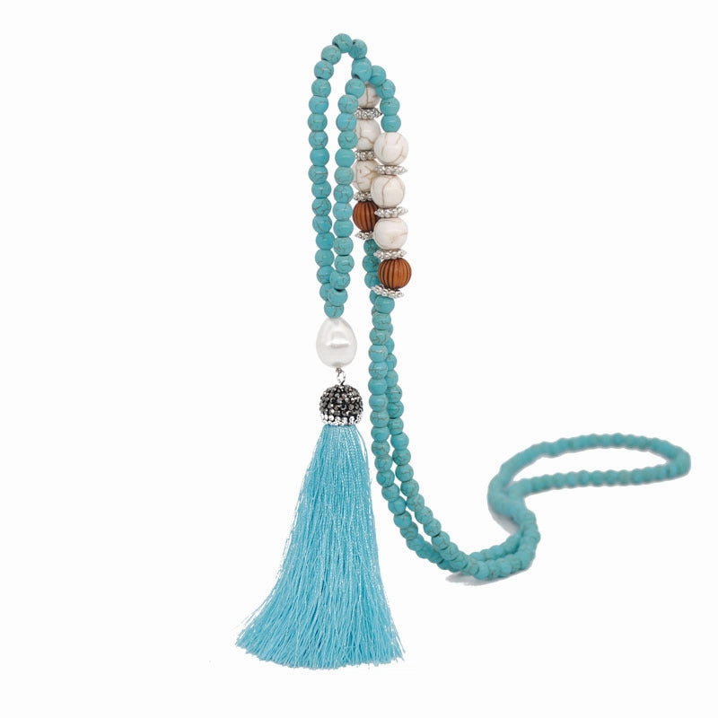 Wholesale Pearl Full Diamond Silk Thread Tassel Necklace Sweater Chain