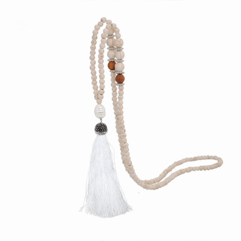 Wholesale Pearl Full Diamond Silk Thread Tassel Necklace Sweater Chain