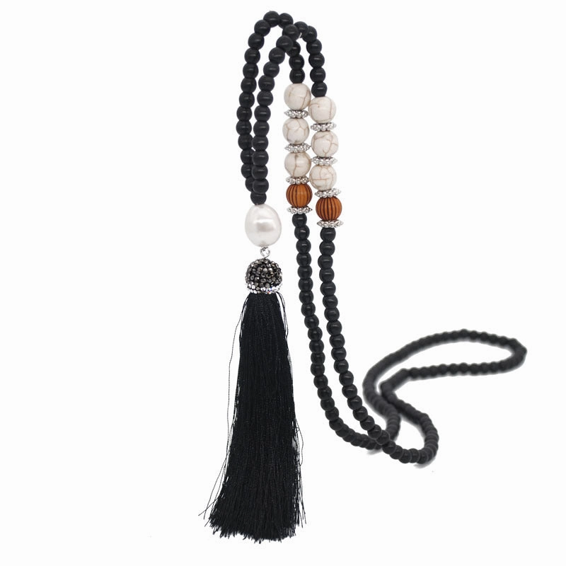 Wholesale Pearl Full Diamond Silk Thread Tassel Necklace Sweater Chain